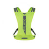 Yellow safety vest with reflective strips and zipped pocket, rear view